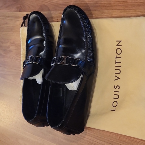Mens Louis Vuitton Black Leather Mocassin Size 12 - Picture 6 of 11